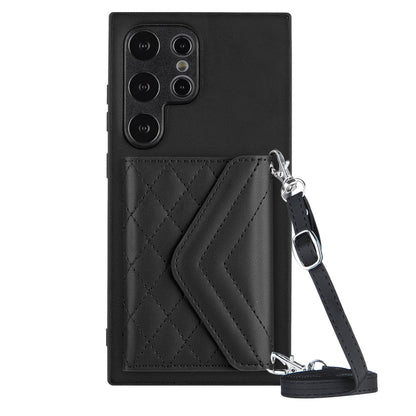 Samsung Galaxy S24 Ultra 5G Leather Case with Card Holder & RFID Protection, Long Lanyard Included