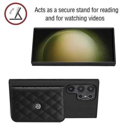 Samsung Galaxy S24 Ultra 5G Leather Case with Card Holder & RFID Protection, Long Lanyard Included