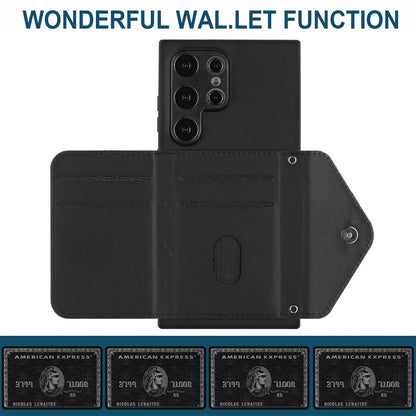 Samsung Galaxy S24 Ultra 5G Leather Case with Card Holder & RFID Protection, Long Lanyard Included