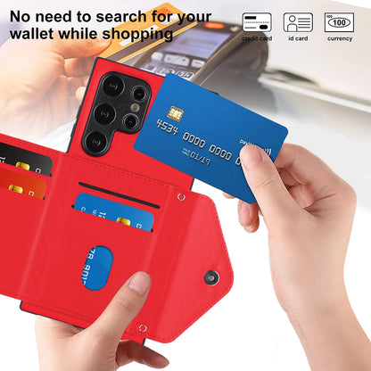 Samsung Galaxy S24 Ultra 5G Leather Case with Card Holder & RFID Protection, Long Lanyard Included