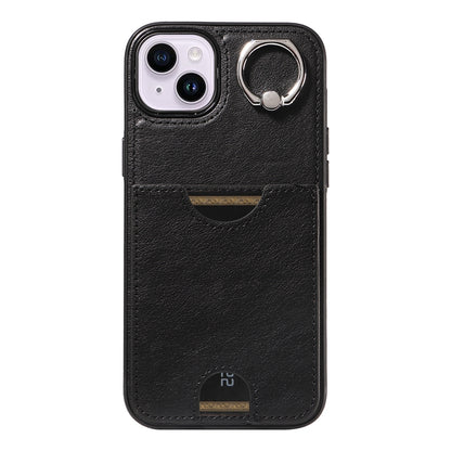 iPhone 15 Plus Calf Texture Phone Case with Card Slot & Ring Holder - Durable & Stylish Protection