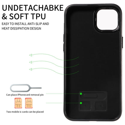 iPhone 15 Plus Calf Texture Phone Case with Card Slot & Ring Holder - Durable & Stylish Protection