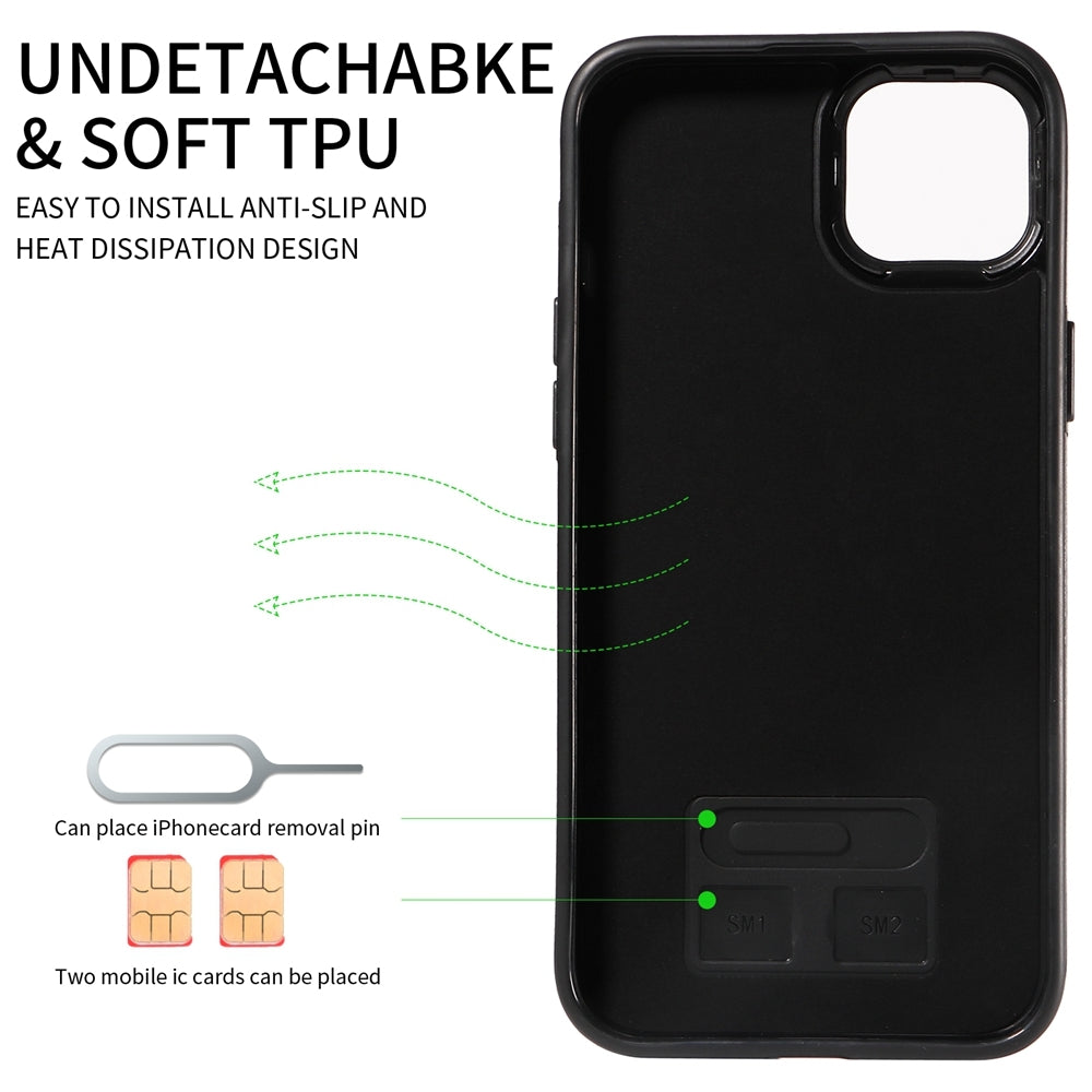 iPhone 15 Plus Calf Texture Phone Case with Card Slot & Ring Holder - Durable & Stylish Protection