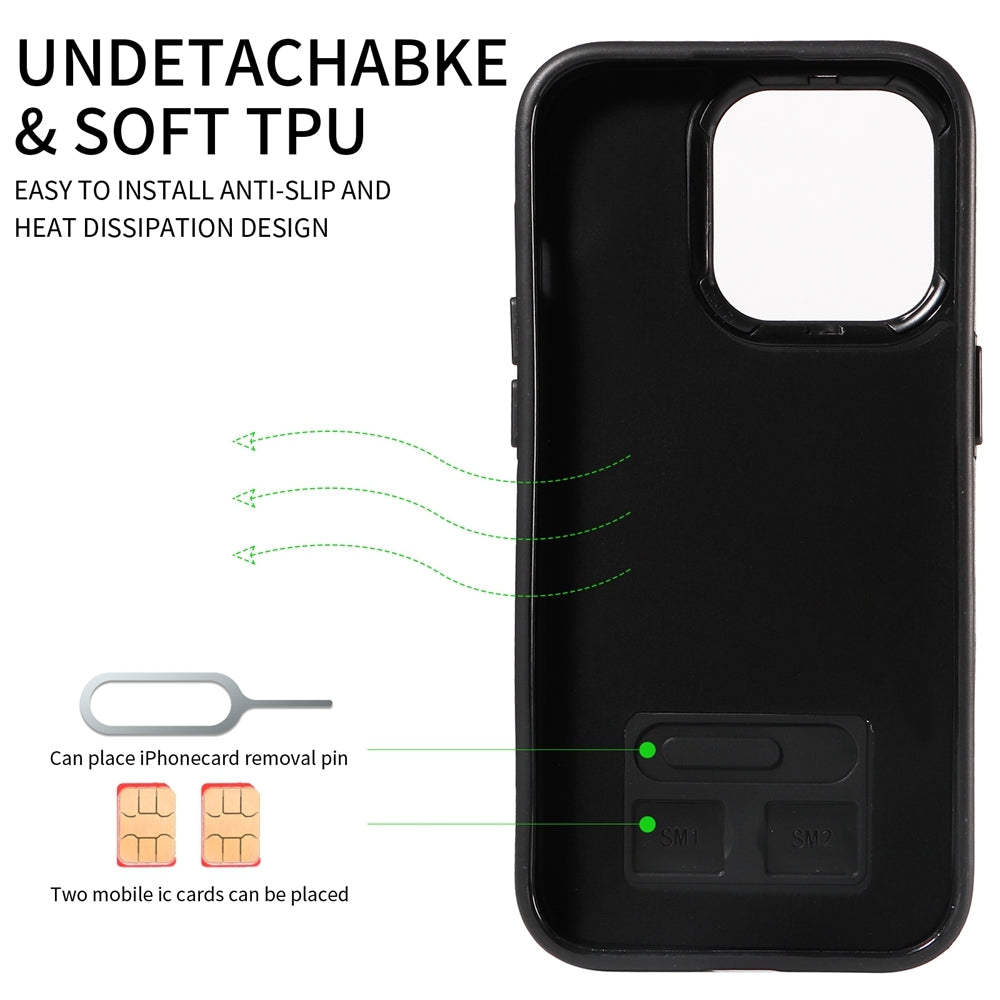 iPhone 15 Pro Calf Texture Phone Case with Card Slot & Ring Holder - Durable & Stylish Protection