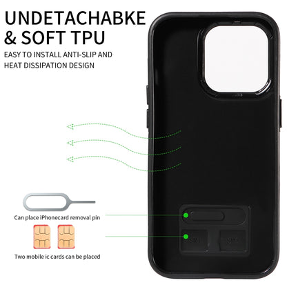 iPhone 15 Pro Calf Texture Phone Case with Card Slot & Ring Holder - Durable & Stylish Protection