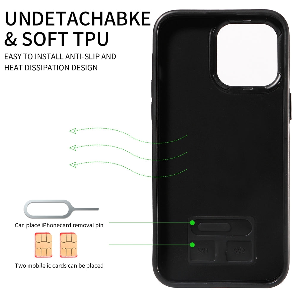 iPhone 15 Pro Max Calf Texture Phone Case with Card Slot & Ring Holder - Durable & Stylish Protection