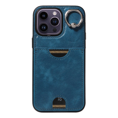iPhone 14 Pro Calf Texture Phone Case with Card Slot & Ring Holder - Durable & Stylish Protection