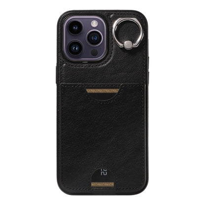 iPhone 14 Pro Calf Texture Phone Case with Card Slot & Ring Holder - Durable & Stylish Protection