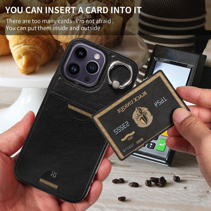 iPhone 14 Pro Calf Texture Phone Case with Card Slot & Ring Holder - Durable & Stylish Protection