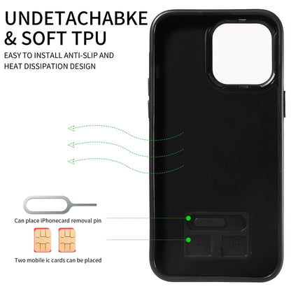iPhone 14 Pro Calf Texture Phone Case with Card Slot & Ring Holder - Durable & Stylish Protection