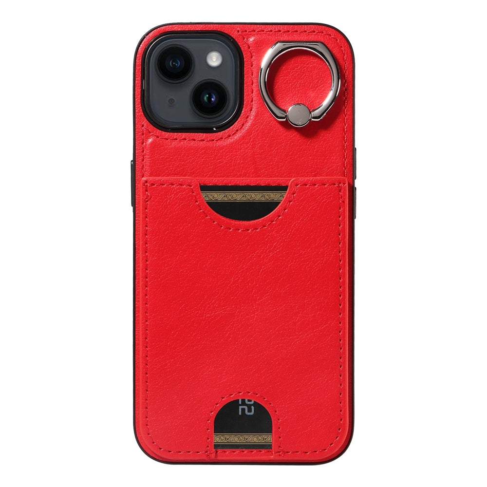 iPhone 14 Calf Texture Phone Case with Card Slot & Ring Holder - Durable & Stylish Protection