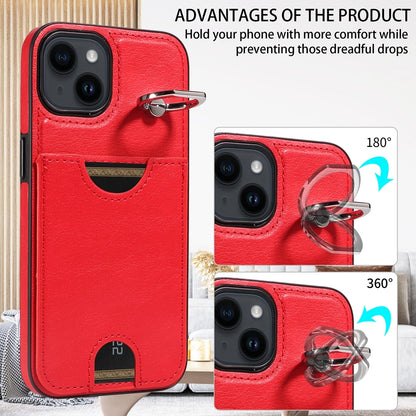 iPhone 14 Calf Texture Phone Case with Card Slot & Ring Holder - Durable & Stylish Protection