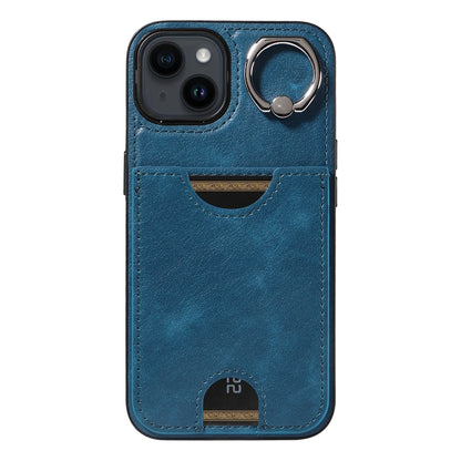 iPhone 14 Calf Texture Phone Case with Card Slot & Ring Holder - Durable & Stylish Protection