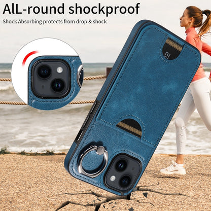 iPhone 14 Calf Texture Phone Case with Card Slot & Ring Holder - Durable & Stylish Protection
