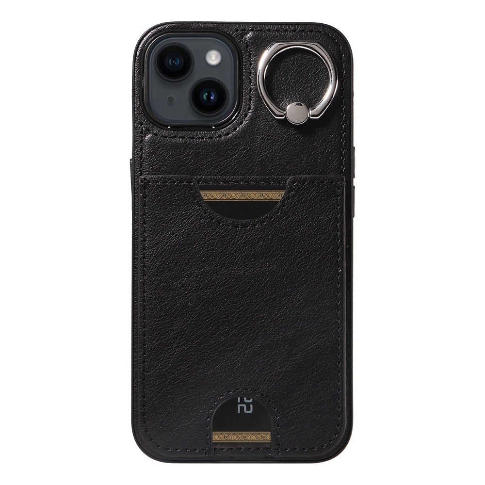 iPhone 14 Calf Texture Phone Case with Card Slot & Ring Holder - Durable & Stylish Protection