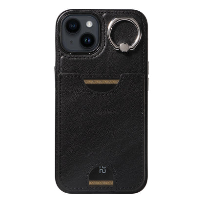 iPhone 14 Calf Texture Phone Case with Card Slot & Ring Holder - Durable & Stylish Protection