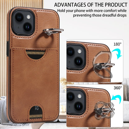 iPhone 14 Calf Texture Phone Case with Card Slot & Ring Holder - Durable & Stylish Protection