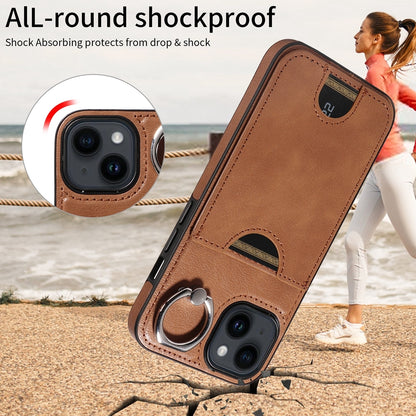 iPhone 14 Calf Texture Phone Case with Card Slot & Ring Holder - Durable & Stylish Protection
