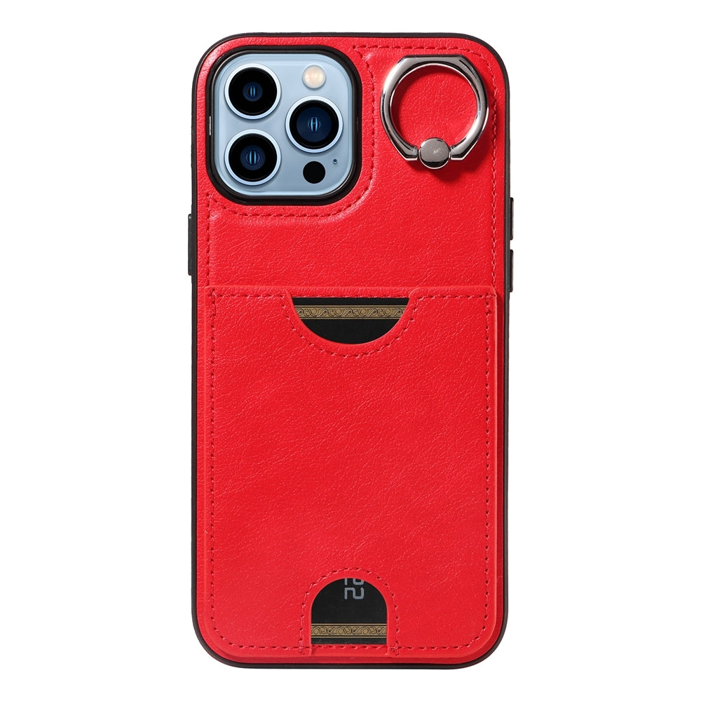 iPhone 13 Pro Max Calf Texture Phone Case with Card Slot & Ring Holder - Durable & Stylish Protection