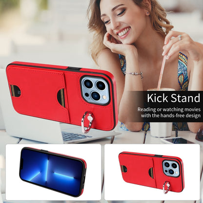 iPhone 13 Pro Max Calf Texture Phone Case with Card Slot & Ring Holder - Durable & Stylish Protection