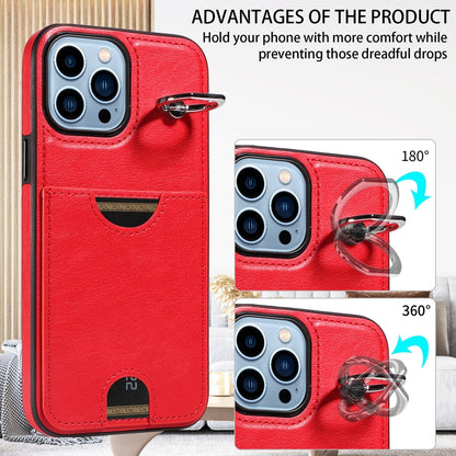 iPhone 13 Pro Max Calf Texture Phone Case with Card Slot & Ring Holder - Durable & Stylish Protection