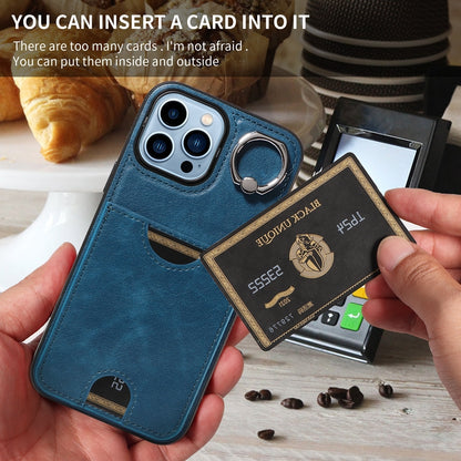 iPhone 13 Pro Max Calf Texture Phone Case with Card Slot & Ring Holder - Durable & Stylish Protection