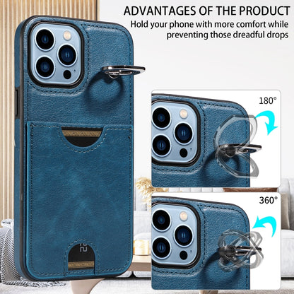 iPhone 13 Pro Max Calf Texture Phone Case with Card Slot & Ring Holder - Durable & Stylish Protection
