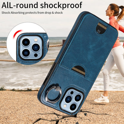 iPhone 13 Pro Max Calf Texture Phone Case with Card Slot & Ring Holder - Durable & Stylish Protection
