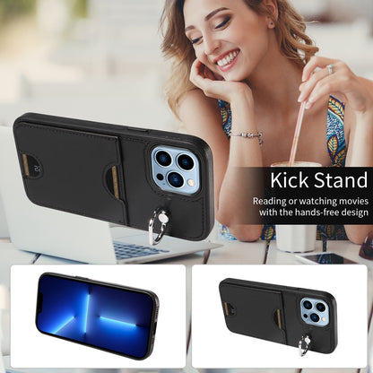 iPhone 13 Pro Max Calf Texture Phone Case with Card Slot & Ring Holder - Durable & Stylish Protection