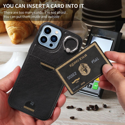 iPhone 13 Pro Max Calf Texture Phone Case with Card Slot & Ring Holder - Durable & Stylish Protection