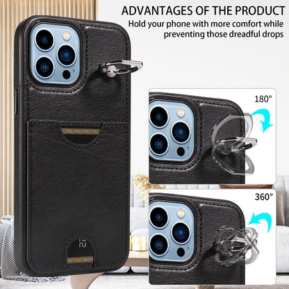 iPhone 13 Pro Max Calf Texture Phone Case with Card Slot & Ring Holder - Durable & Stylish Protection