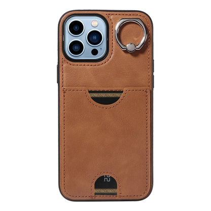 iPhone 13 Pro Max Calf Texture Phone Case with Card Slot & Ring Holder - Durable & Stylish Protection