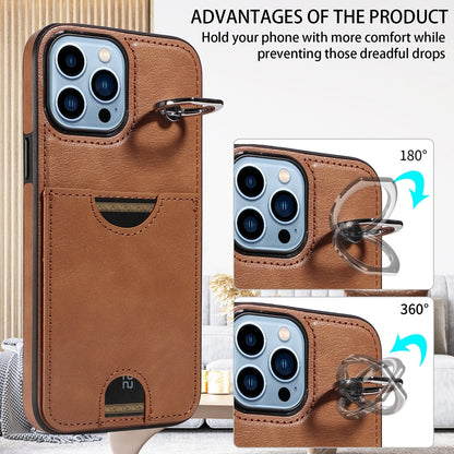 iPhone 13 Pro Max Calf Texture Phone Case with Card Slot & Ring Holder - Durable & Stylish Protection