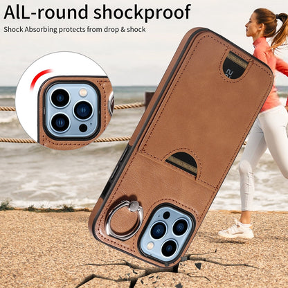iPhone 13 Pro Max Calf Texture Phone Case with Card Slot & Ring Holder - Durable & Stylish Protection