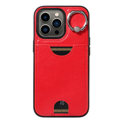 iPhone 13 Pro Calf Texture Phone Case with Card Slot & Ring Holder - Durable & Stylish Protection