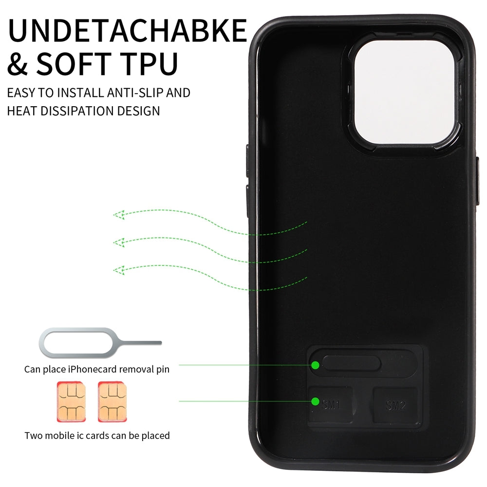 iPhone 13 Pro Calf Texture Phone Case with Card Slot & Ring Holder - Durable & Stylish Protection