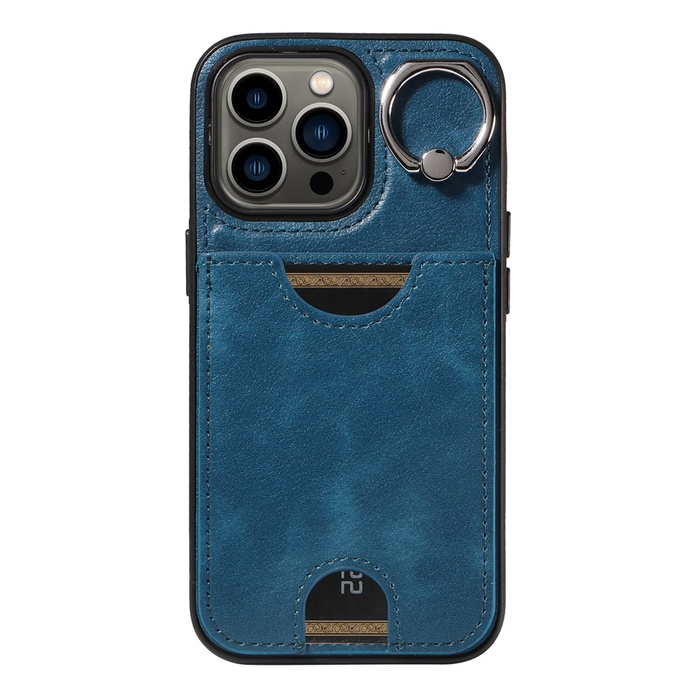 iPhone 13 Pro Calf Texture Phone Case with Card Slot & Ring Holder - Durable & Stylish Protection