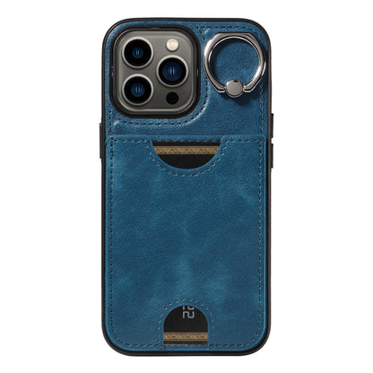 iPhone 13 Pro Calf Texture Phone Case with Card Slot & Ring Holder - Durable & Stylish Protection