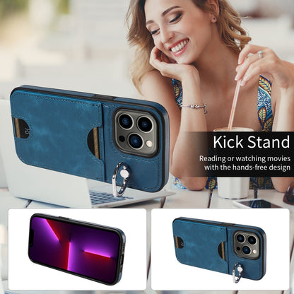 iPhone 13 Pro Calf Texture Phone Case with Card Slot & Ring Holder - Durable & Stylish Protection