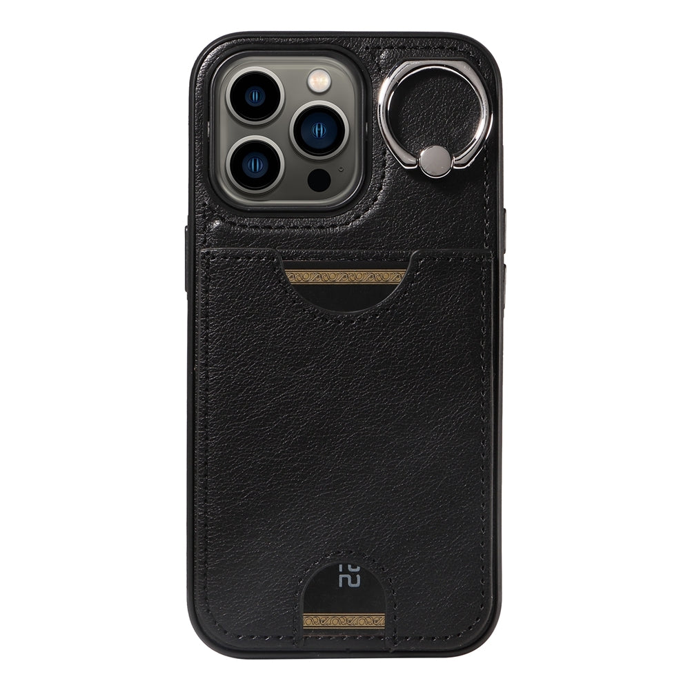iPhone 13 Pro Calf Texture Phone Case with Card Slot & Ring Holder - Durable & Stylish Protection