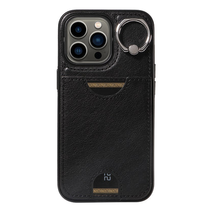 iPhone 13 Pro Calf Texture Phone Case with Card Slot & Ring Holder - Durable & Stylish Protection