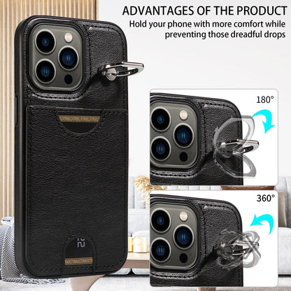 iPhone 13 Pro Calf Texture Phone Case with Card Slot & Ring Holder - Durable & Stylish Protection