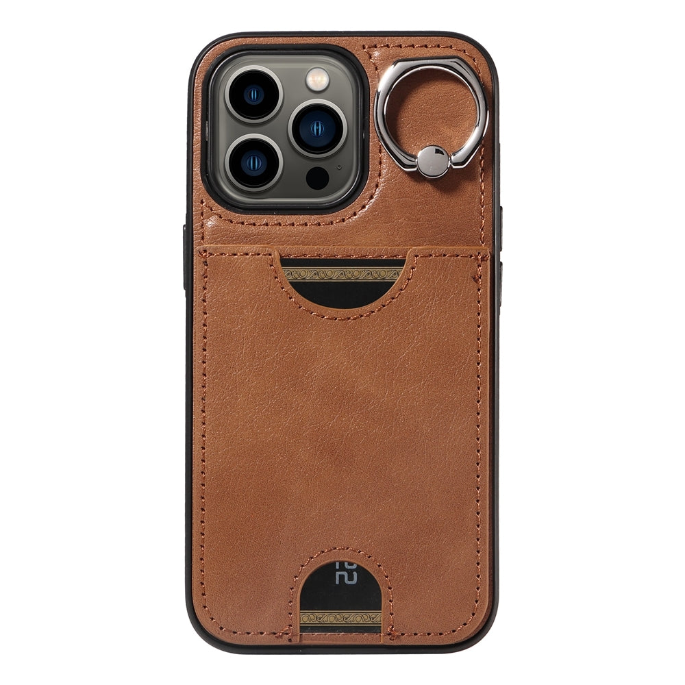 iPhone 13 Pro Calf Texture Phone Case with Card Slot & Ring Holder - Durable & Stylish Protection