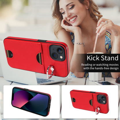 iPhone 13 Calf Texture Phone Case with Card Slot & Ring Holder - Durable & Stylish Protection