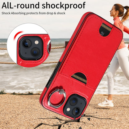 iPhone 13 Calf Texture Phone Case with Card Slot & Ring Holder - Durable & Stylish Protection