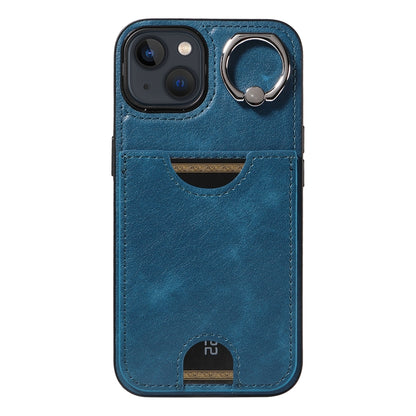 iPhone 13 Calf Texture Phone Case with Card Slot & Ring Holder - Durable & Stylish Protection