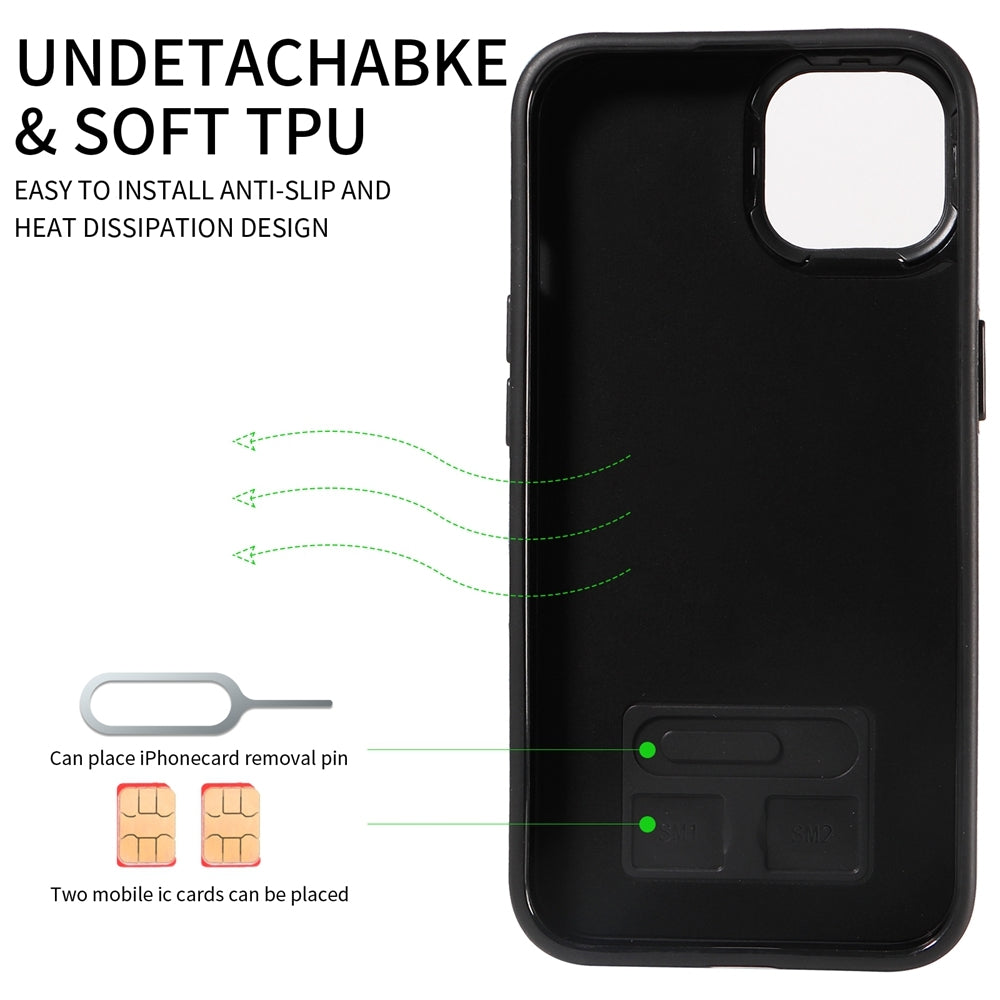 iPhone 13 Calf Texture Phone Case with Card Slot & Ring Holder - Durable & Stylish Protection