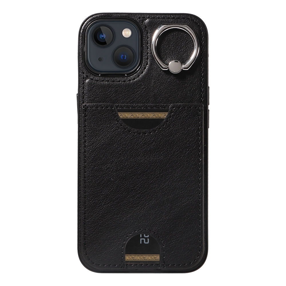 iPhone 13 Calf Texture Phone Case with Card Slot & Ring Holder - Durable & Stylish Protection