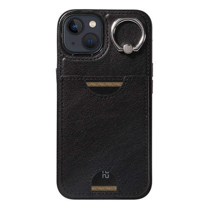 iPhone 13 Calf Texture Phone Case with Card Slot & Ring Holder - Durable & Stylish Protection