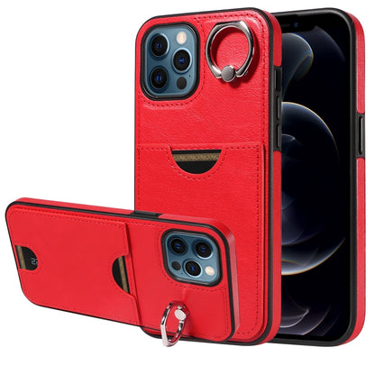 iPhone 12 Pro Max Calf Texture Phone Case with Card Slot & Ring Holder - Durable & Stylish Protection